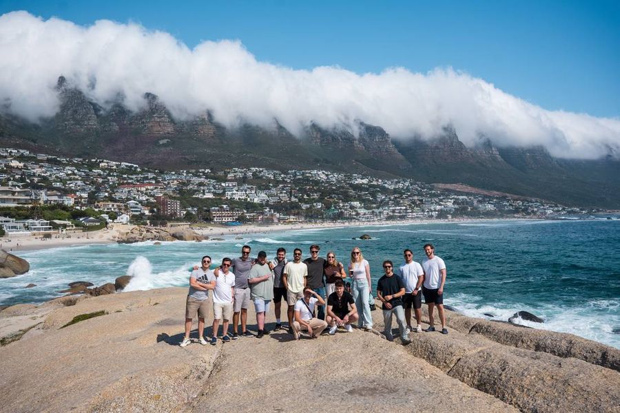 The full BSD team at Camps Bay in Cape Town